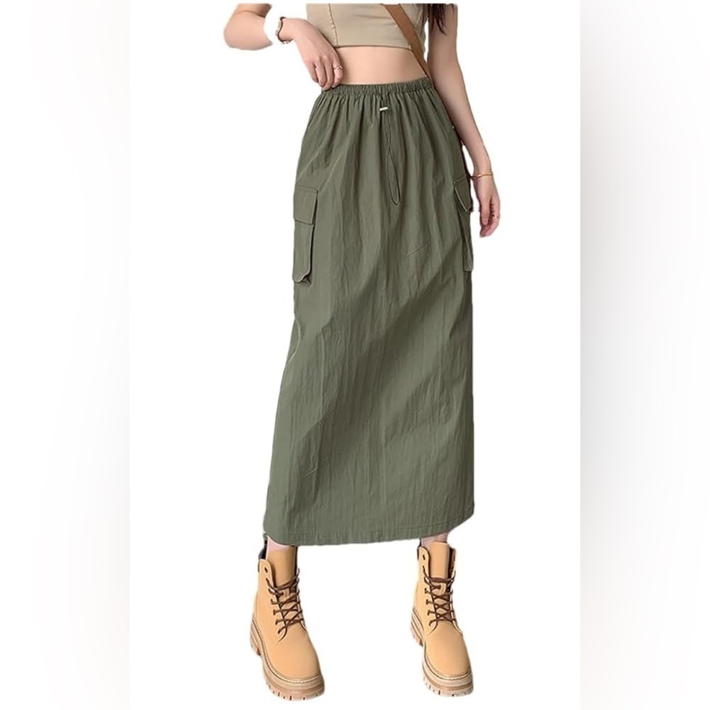 Alice Blue Drawstring Cargo Midi Skirt - Size L